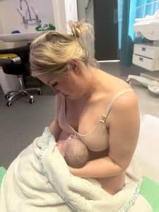 Mum having skin-to-skin with newborn