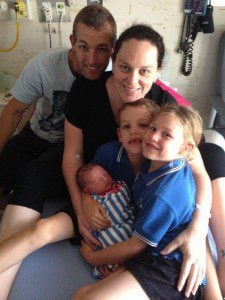 Here's a family shot of Hypnobirthing stars Jenn and Troy and their 3 beautiful children McKai, Zahlia and baby Zavier (1 day old). 