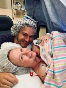 Caesarean Birth Story - Holding baby skin to skin 