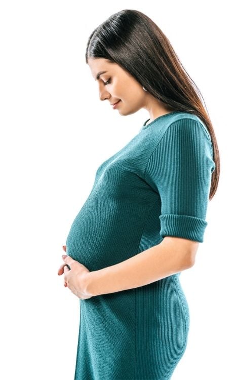 Pregnant mother holding belly