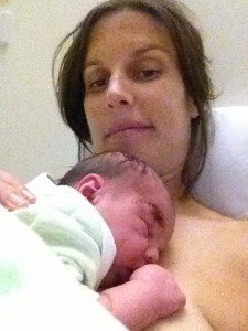 Cara and baby Elijah have some skin to skin