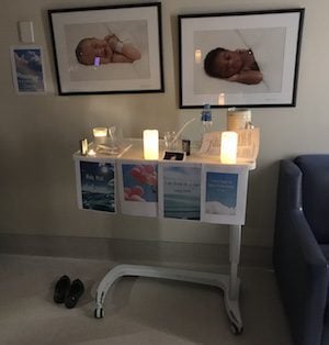 Positive Birth Affirmations and candles in the birth suite