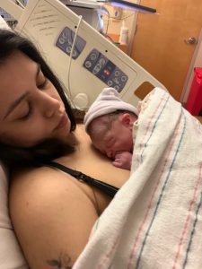 Mum Amber & Baby Marley Skin to skin at birth