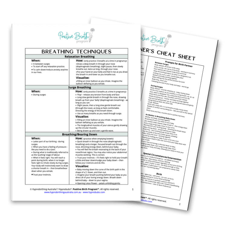Positive Birth Program Printable PDFs and Worksheets