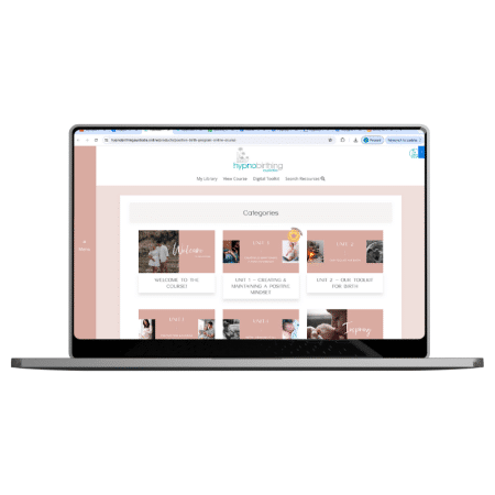 Online Birth Classes - Positive Birth Program Online Course displayed on laptop screen