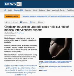 abc childbirth education reduces rate of intervention kate levett study australia