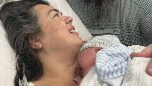 mum and newborn after caesarean birth
